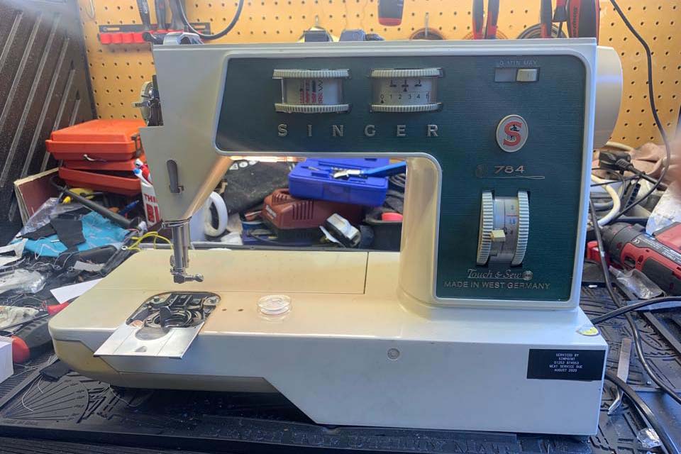 Sewing machine in workshop